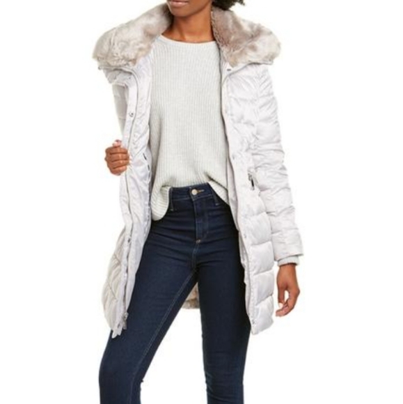 NWT Nine West hooded puffer coat gray Small - Picture 3 of 16